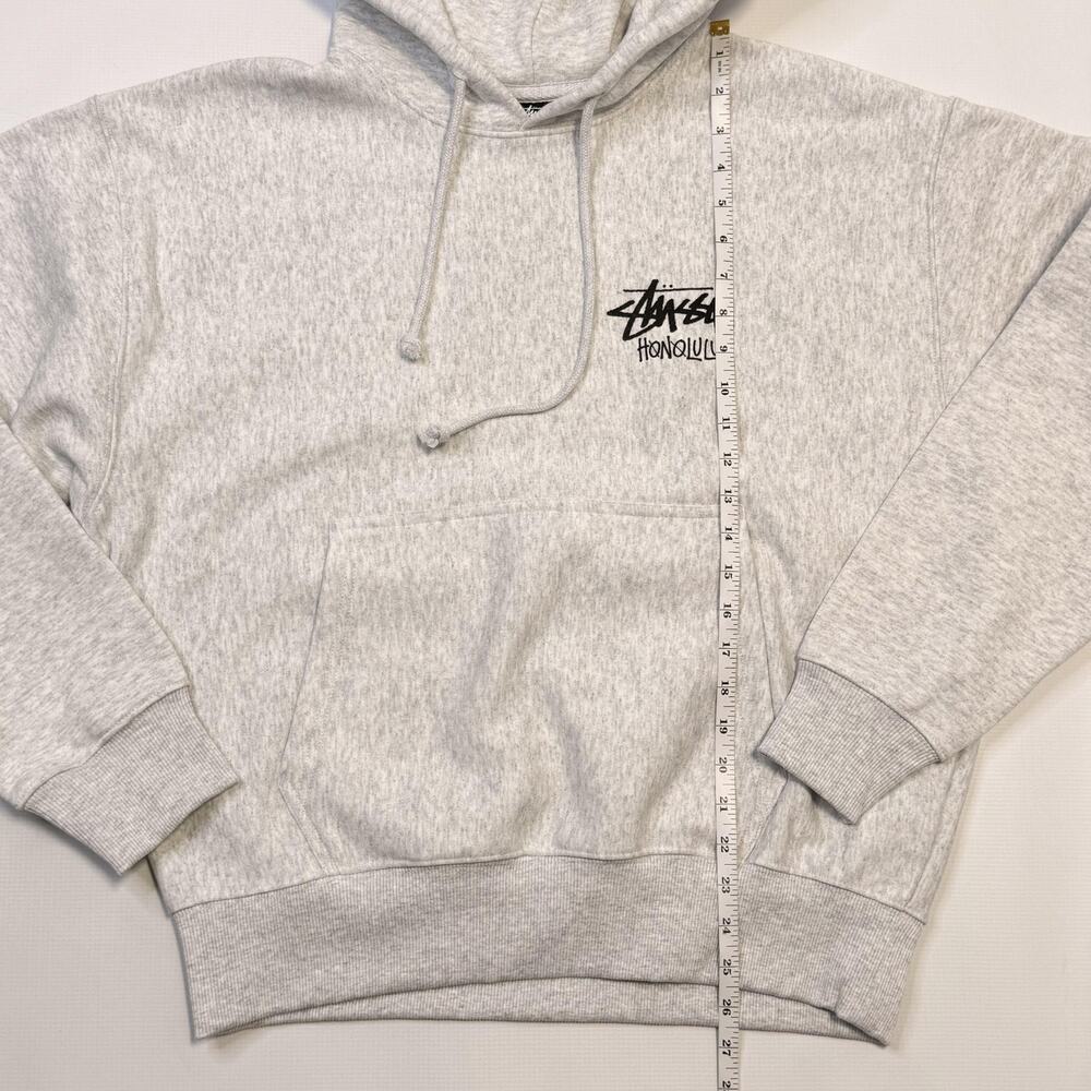 Stussy Hoodie Mens Medium Gray Stock Honolulu Pullover Fleece Sweatshirt Graphic - Picture 5 of 13